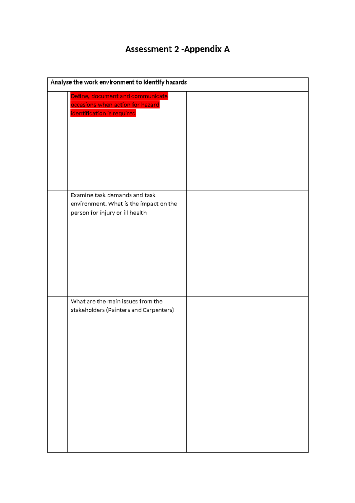 Assess 2 Appendix A - RISK MANAGEMENT - Assessment 2 -Appendix A ...