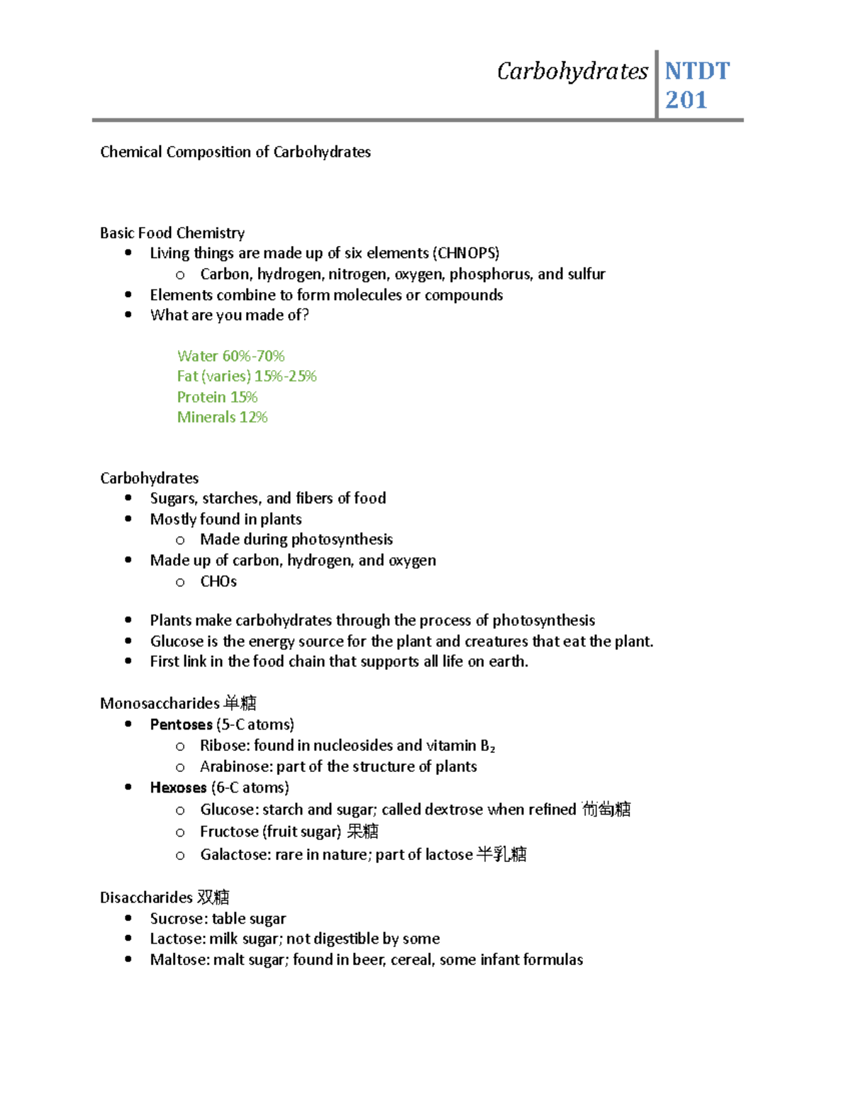 4-carbohydrates-notes-carbohydrate-201-chemical-composition-of