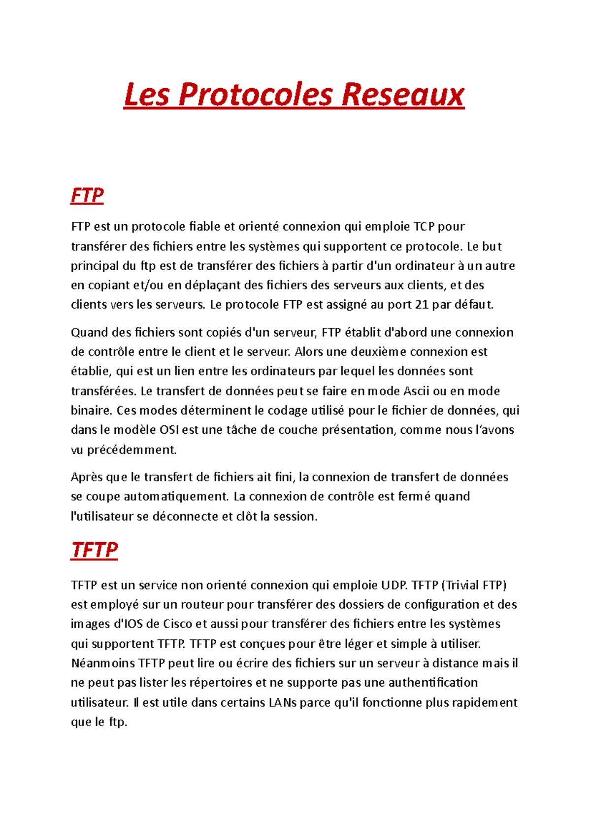 Les Protocoles Reseaux - Les Protocoles Reseaux FTP FTP Est Un ...