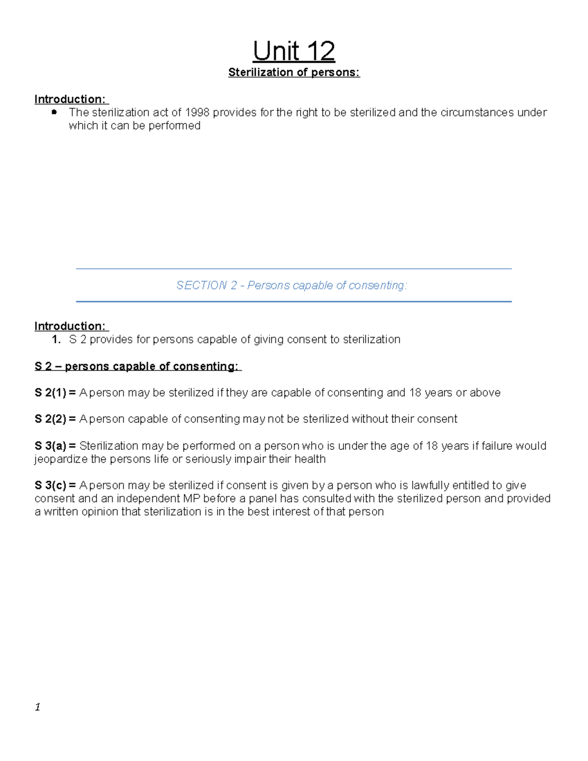 UNIT 12 complete unit 12 Unit 12 Sterilization of persons