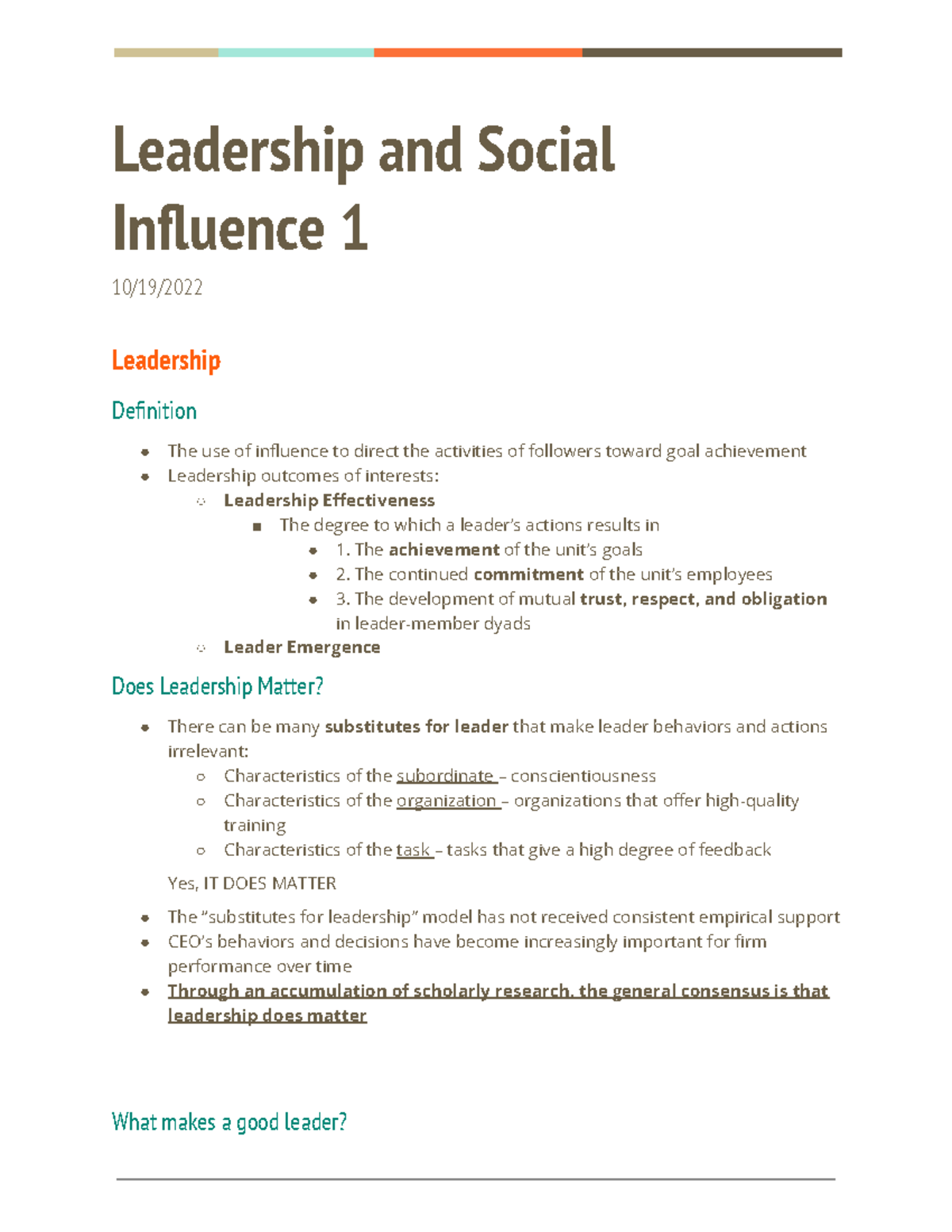 12-Leadership and Social Infl 1 - Leadership and Social Influence 1 10
