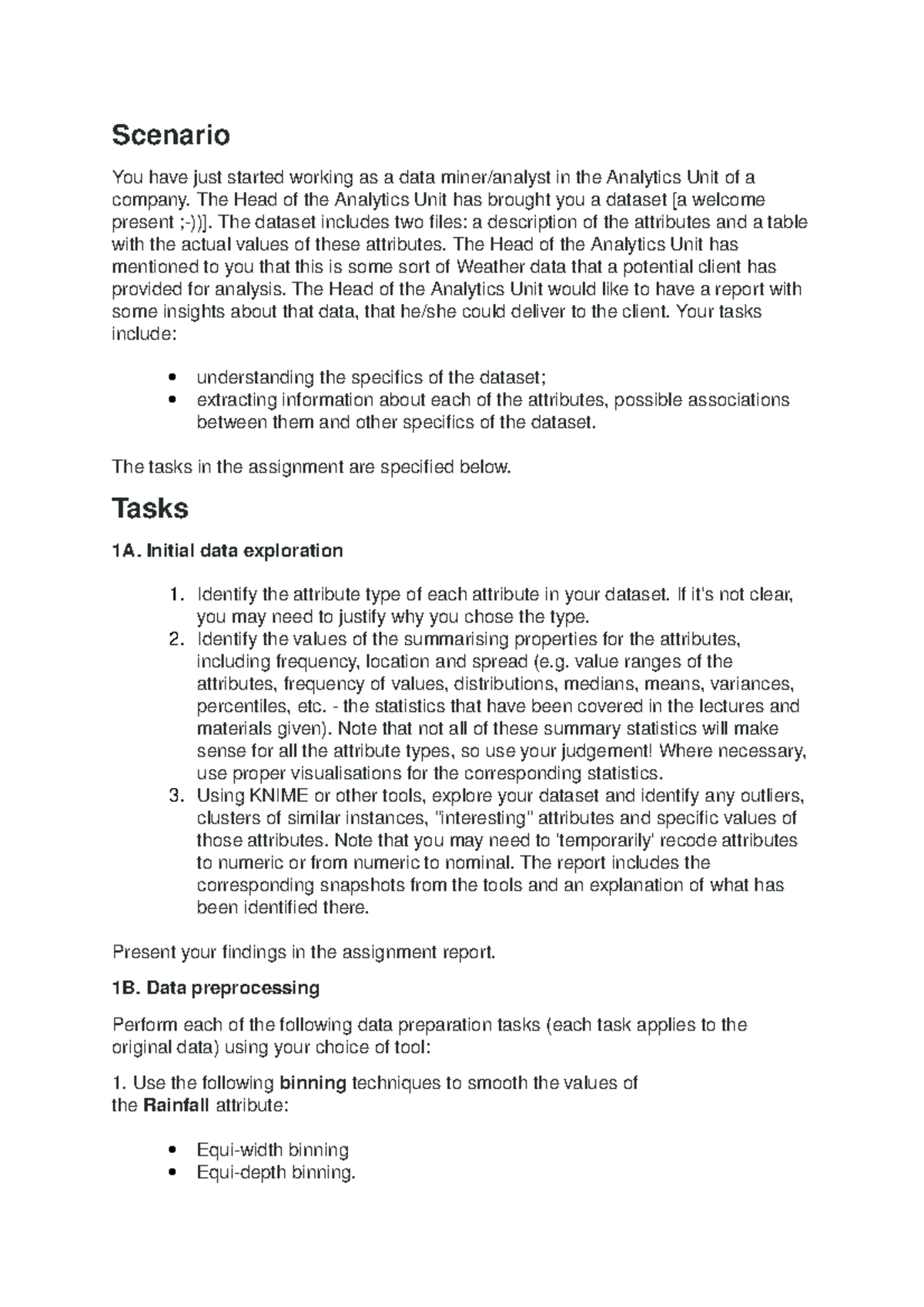 Description for assignment task 2 : Data exploration and preparation ...