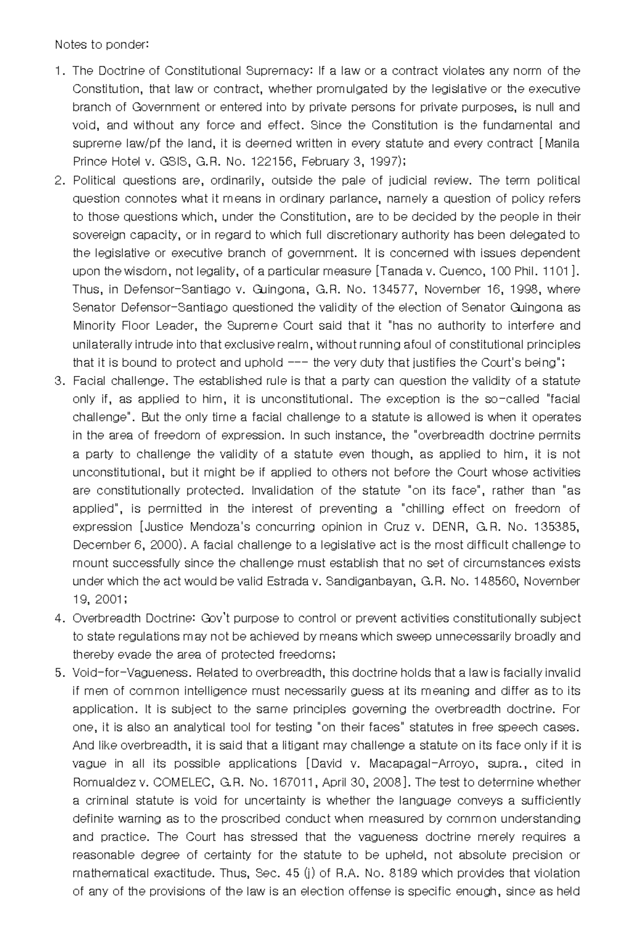Consti - I Notes - Notes to ponder: The Doctrine of Constitutional ...