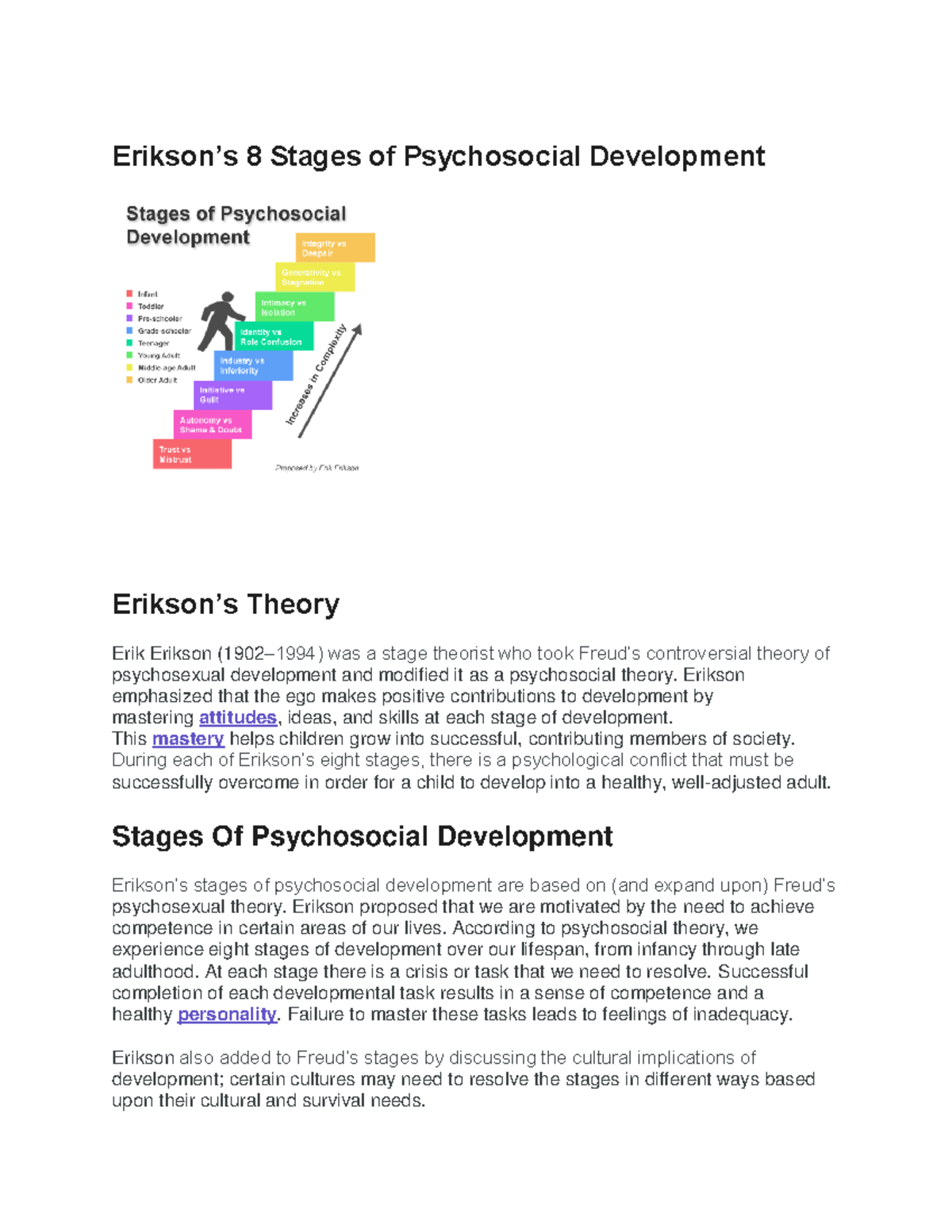 Dev sayk Reviewer Erikson’s 8 Stages of Psychosocial Development