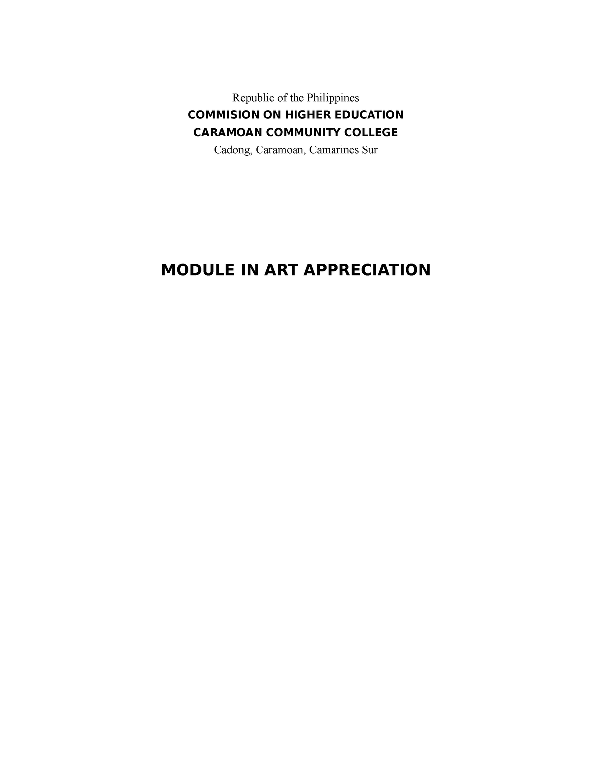 Module IN ART Appreciation Lesson 1 AND 2 - Republic Of The Philippines ...