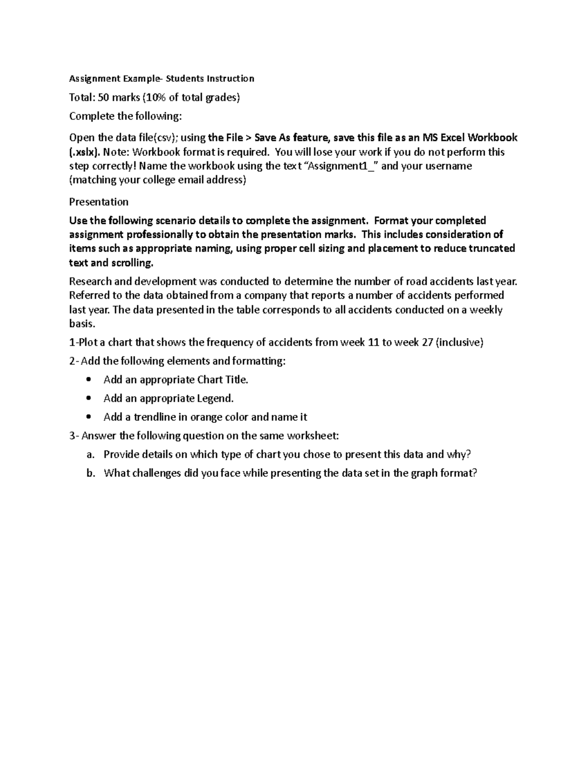 Assignment 1 (1) - Assignment Example- Students Instruction Total: 50 ...