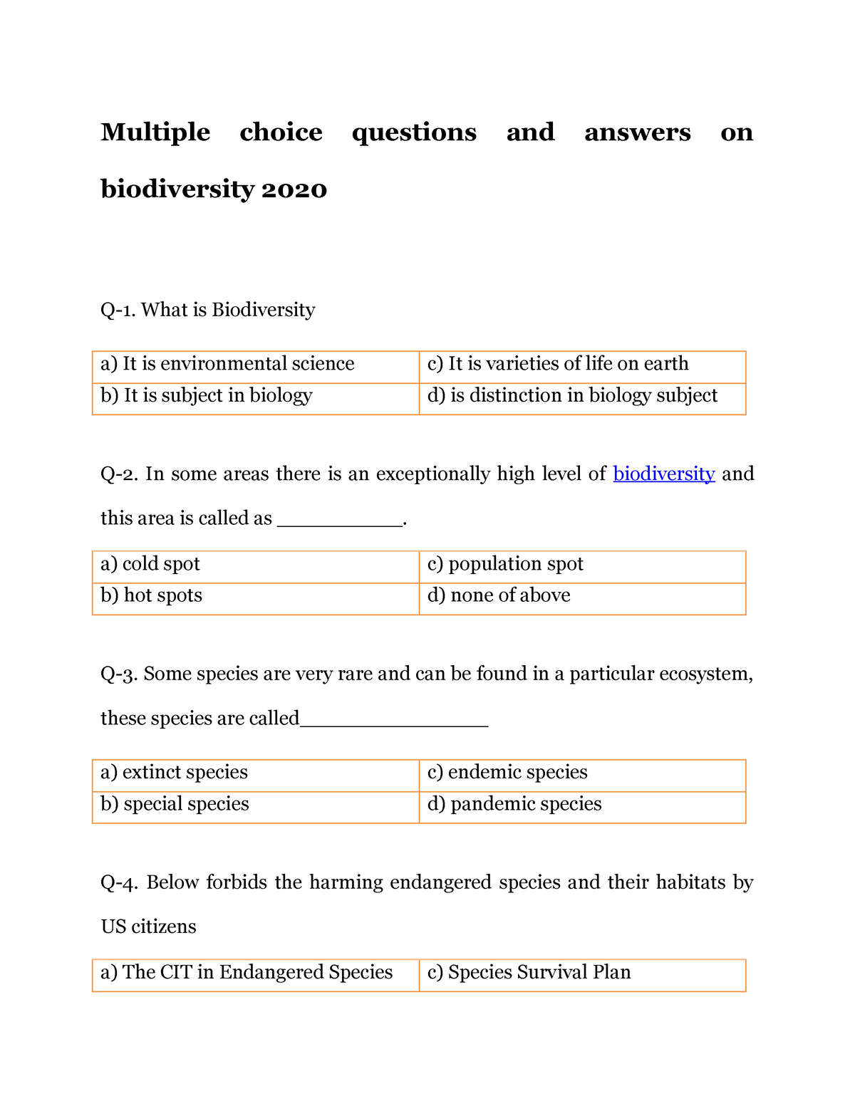 florida biodiversity assignment (quiz)