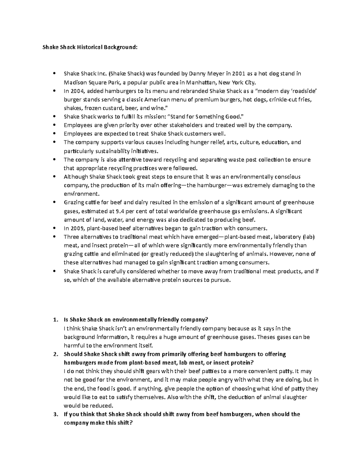 Shake Shack participation Shake Shack Historical Background Shake