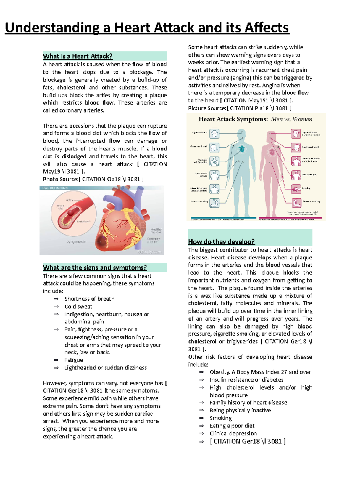 HSP Phanlet - booklet on a body system and infection - What is a Heart ...