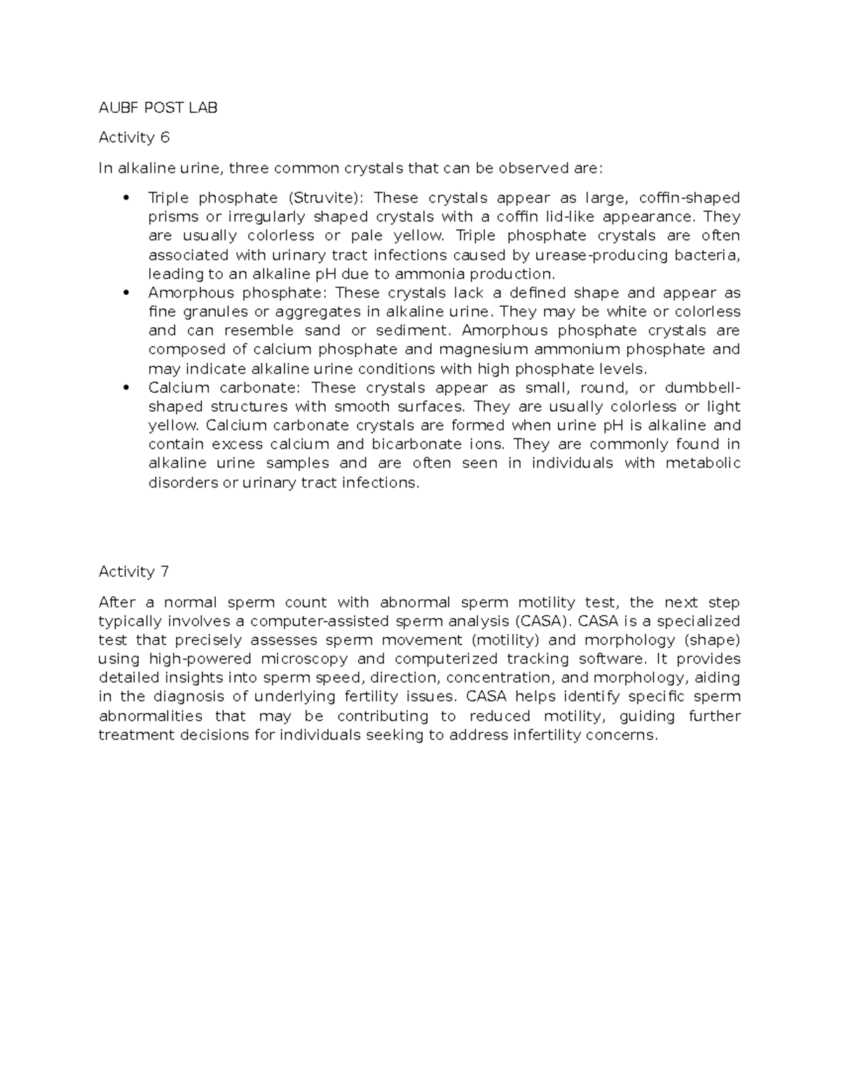 AUBF POST LAB - Three common crystals and - AUBF POST LAB Activity 6 In ...