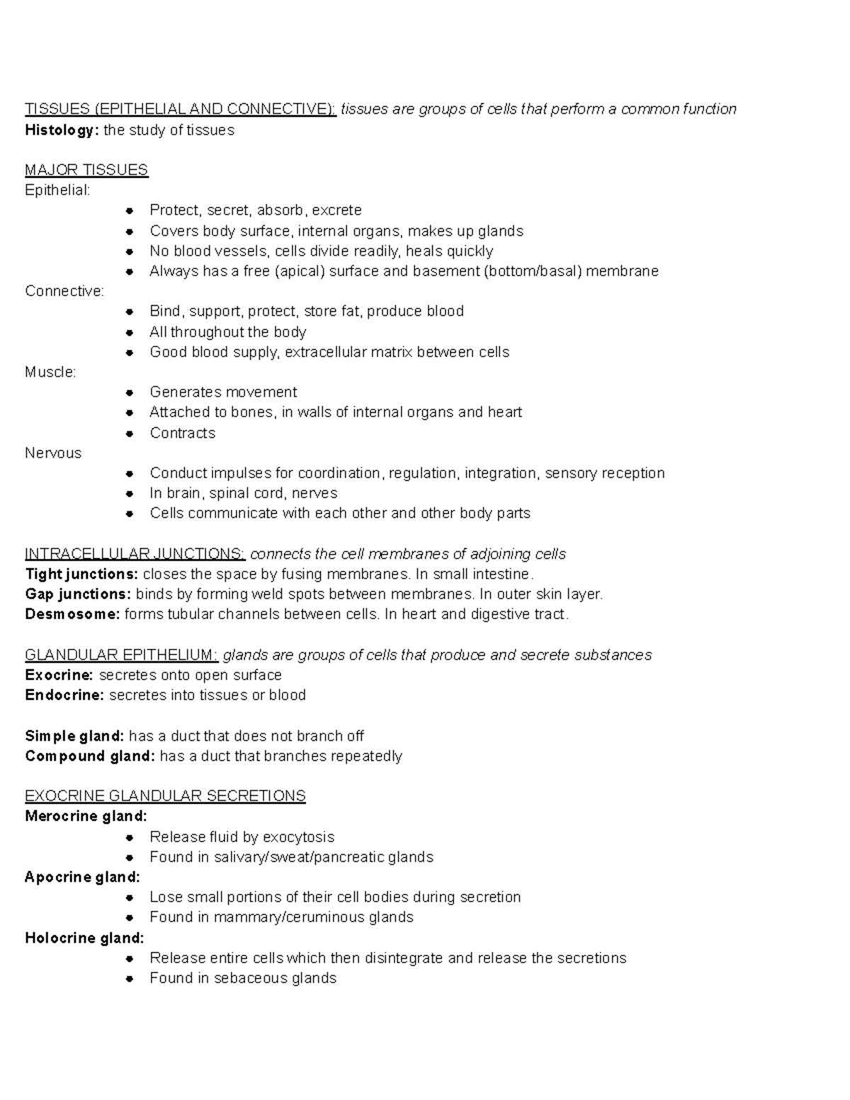 Epithelial-Connective Tissue Notes - TISSUES (EPITHELIAL AND CONNECTIVE ...
