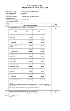 Soal Tugas I TUGAS TUTORIAL KE-1 PROGRAM STUDI AKUNTANSI - TUGAS ...
