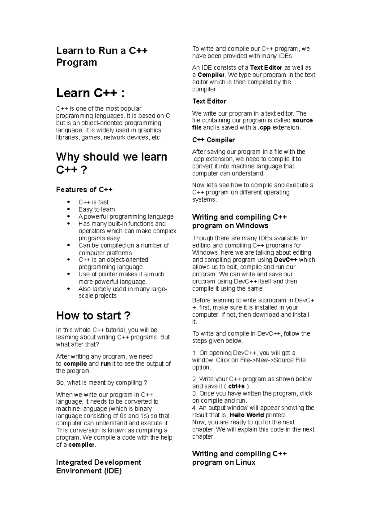 Learn to Run a C++ Program - Learn to Run a C++ Program Learn C++ : C++ ...