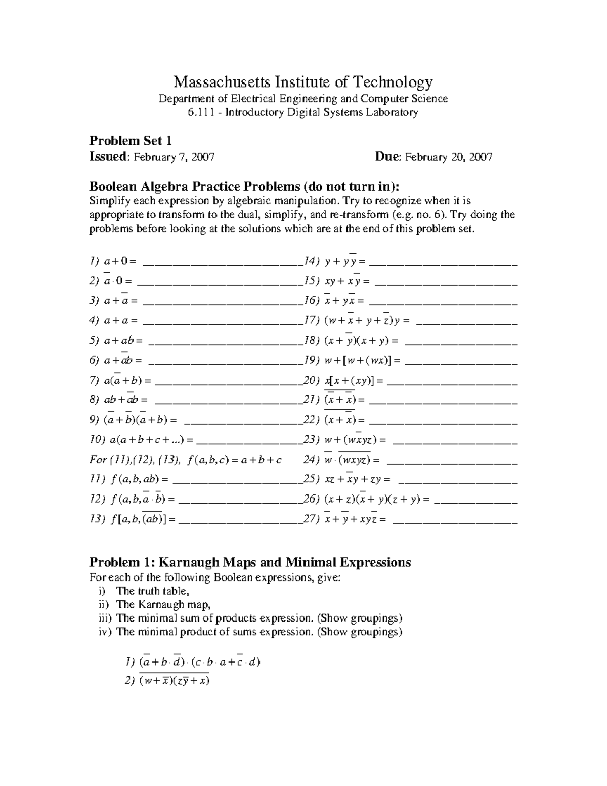 Pset1 - Notes - Massachusetts Institute of Technology Department of ...
