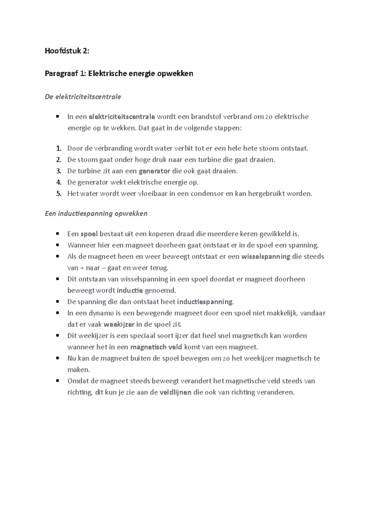 Natuurkunde Samenvatting T1 - Hoofdstuk 2: Paragraaf 1: Elektrische ...