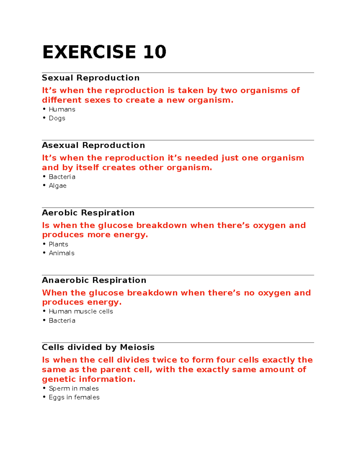 Exercise 10 - Ejercicio de Life Science - EXERCISE 10 Sexual ...