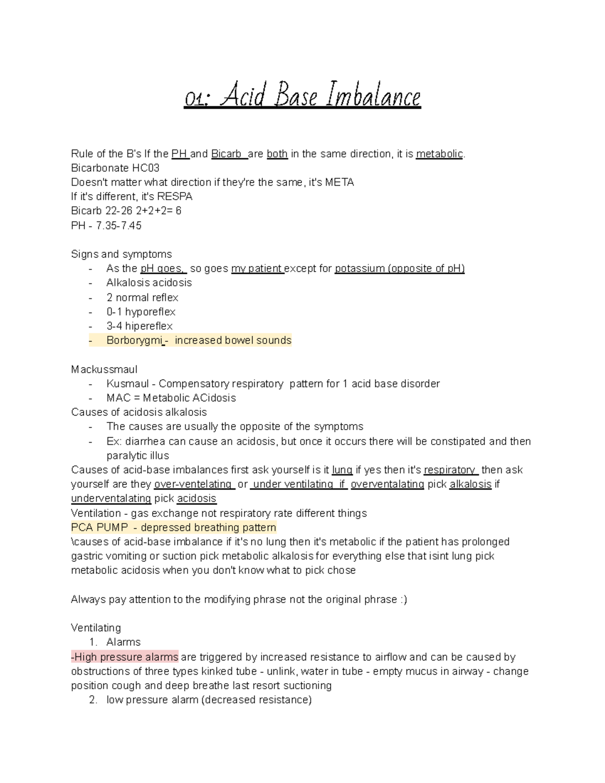 Nclex Review - abcdef - 01: Acid Base Imbalance Rule of the B’s If the ...