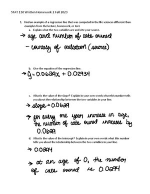 Stat 130 Written Homework 1 - STAT 130 Written Homework 1 – Fall 2023 1 ...