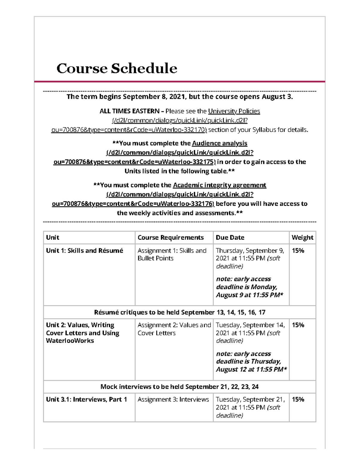 Course Schedule - Course Schedule The term begins September 8, 2021 ...