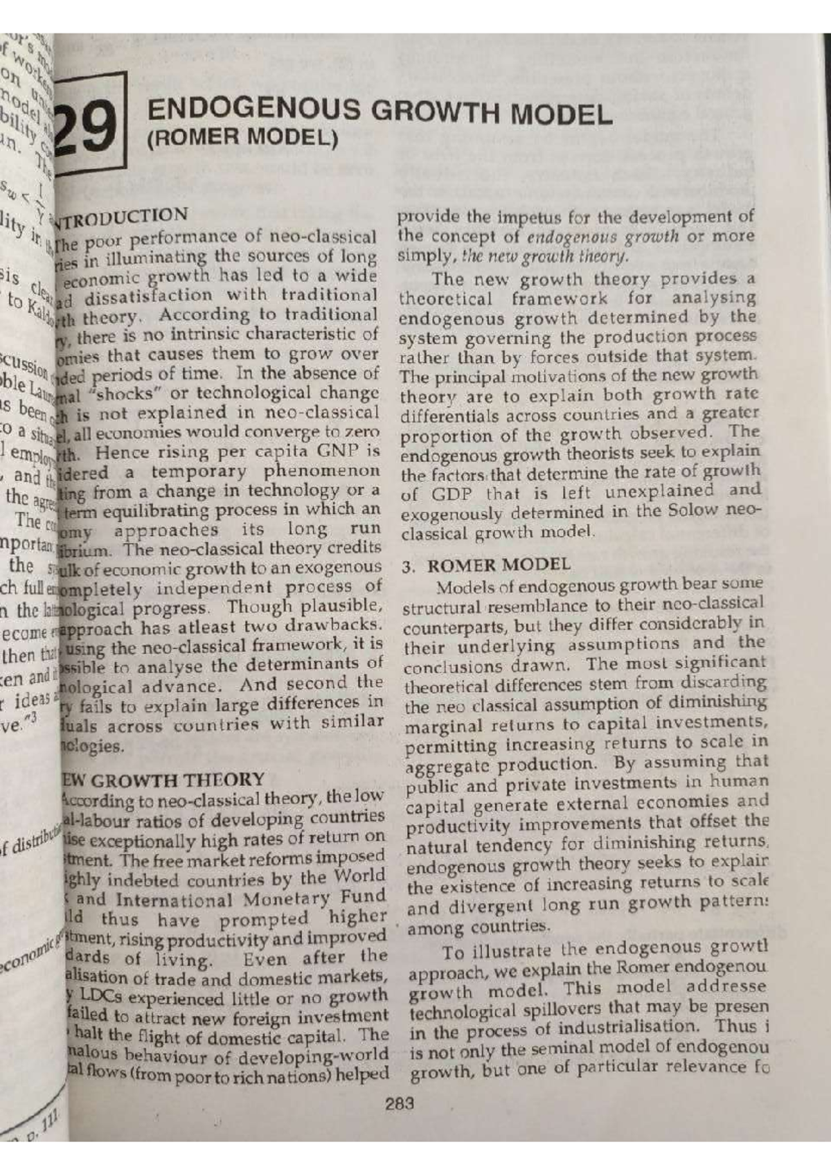 Endogenous Growth Model Romer - Macro economics - Studocu