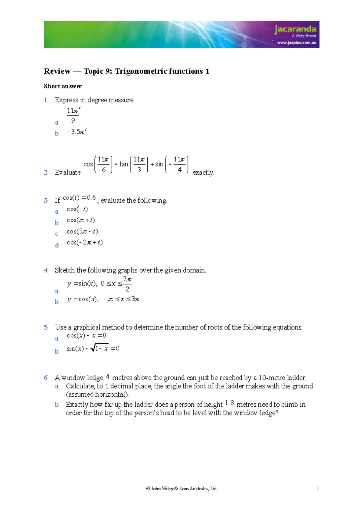 Doc-18109 (1) - methods - Review — Topic 9: Trigonometric functions 1 ...