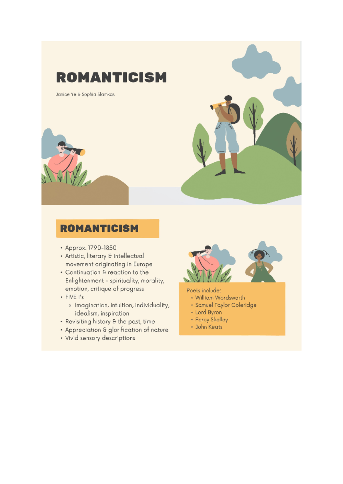 Romanticism - ROMANTICISM Janice Ye Sophia Slamkas ROMANTICISM Approx ...