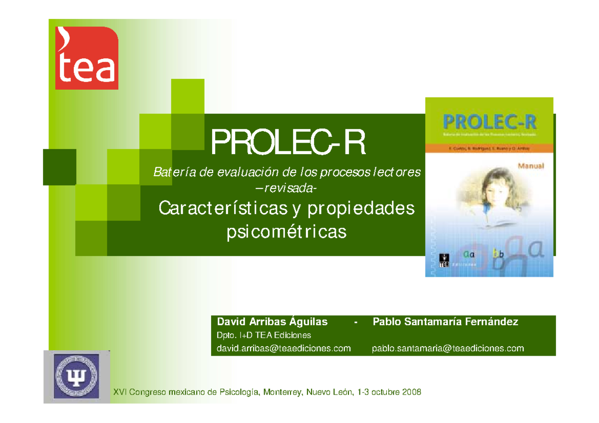 Prolec-R - Prueba de diagnóstico y evaluación para niños - PROLEC-R Bat ...
