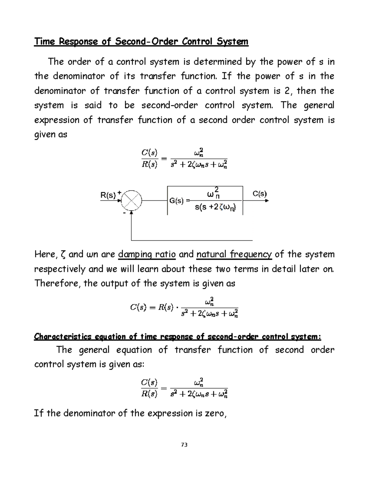 Response Of Second Order System Time Response Of Second Order Control System The Order Of A Studocu