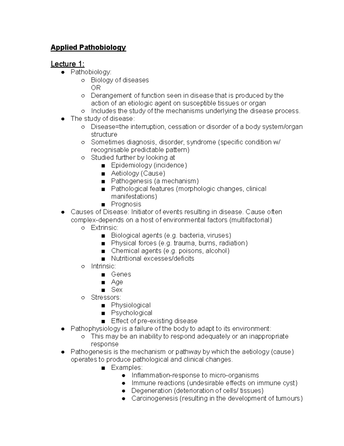 Biomedical SciencesYear 2Semester 1 Applied Pathobiology Lecture 1