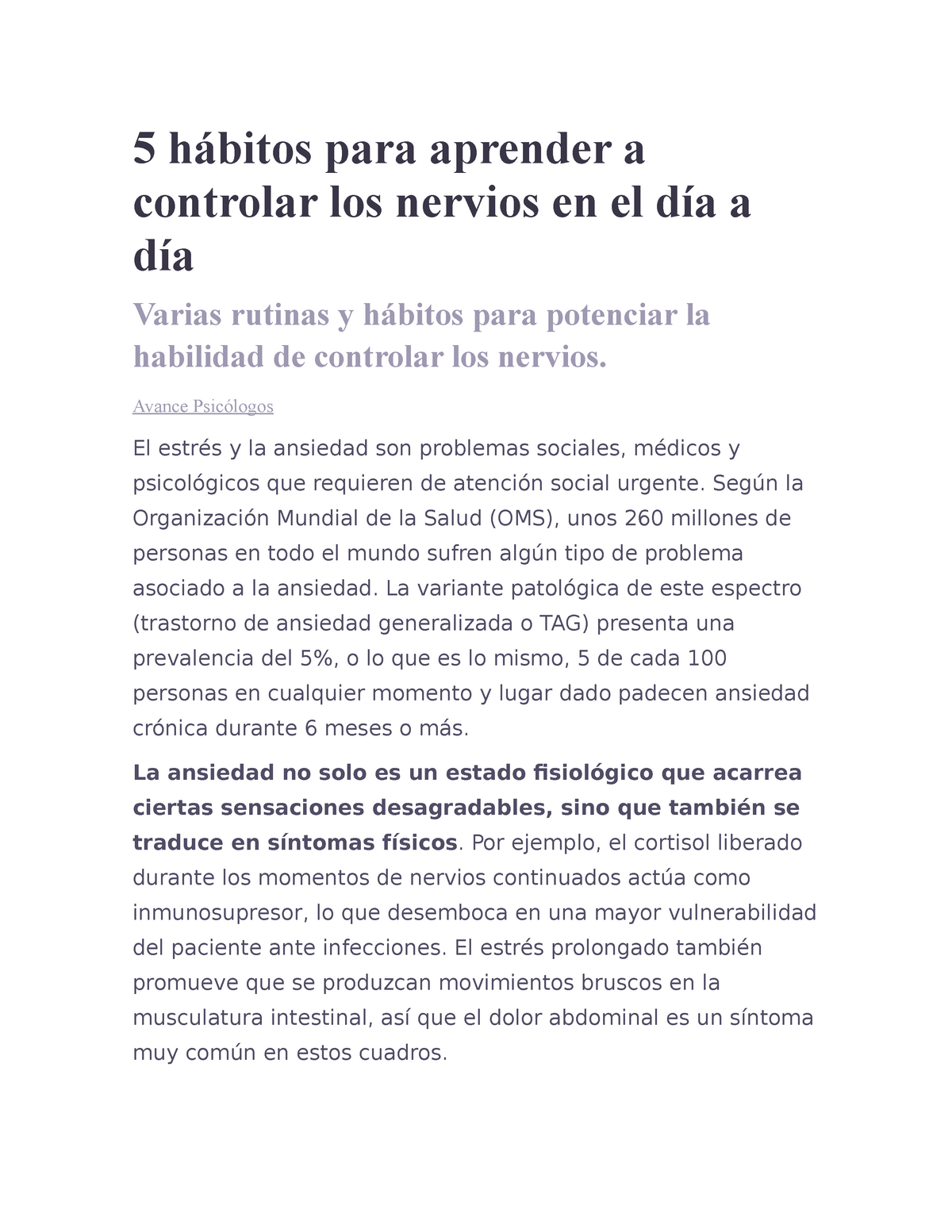 5 Hábitos Para Aprender A Controlar Los Nervios En El Día A Día - 5 ...