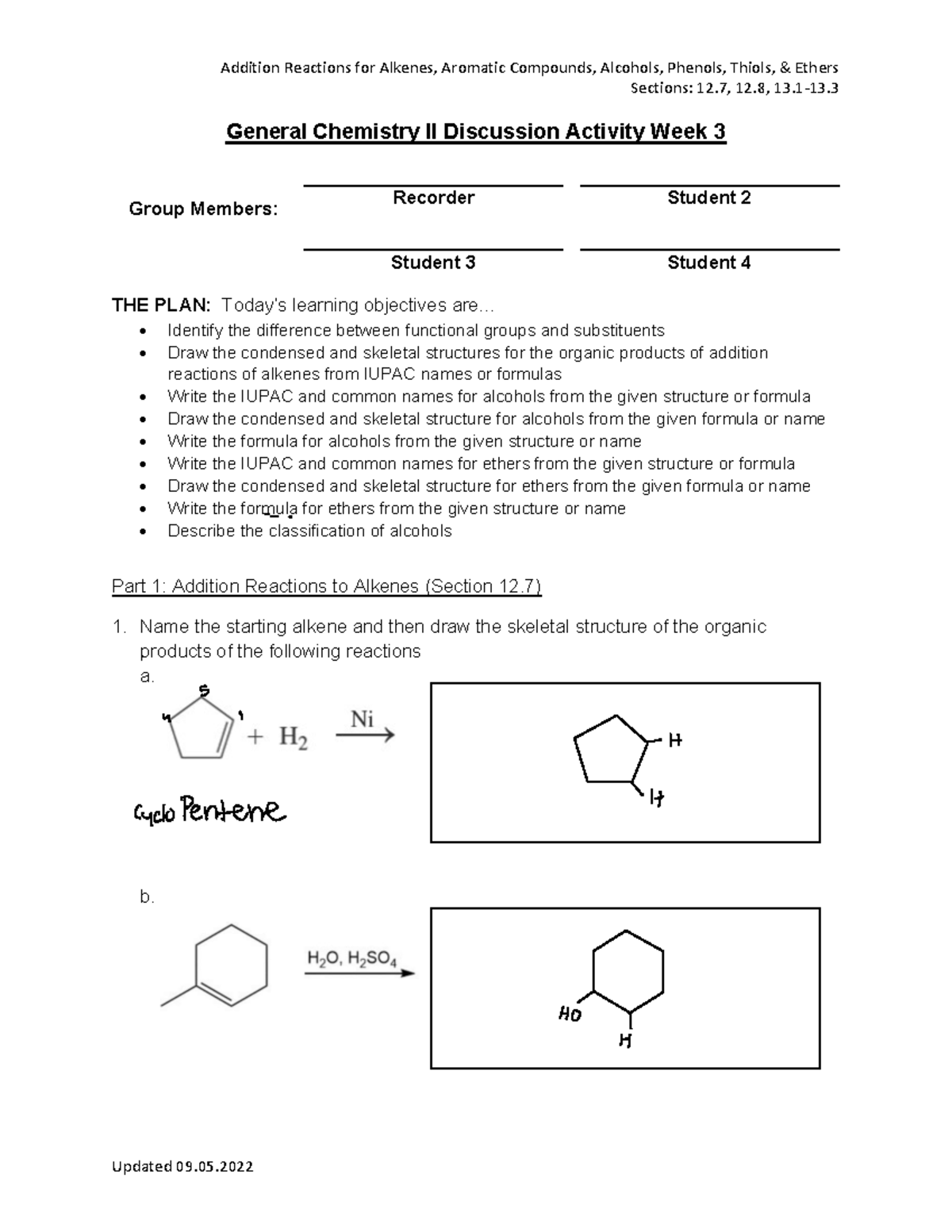 Week 3 discussion Sections 12, 12, 1313. General Chemistry II
