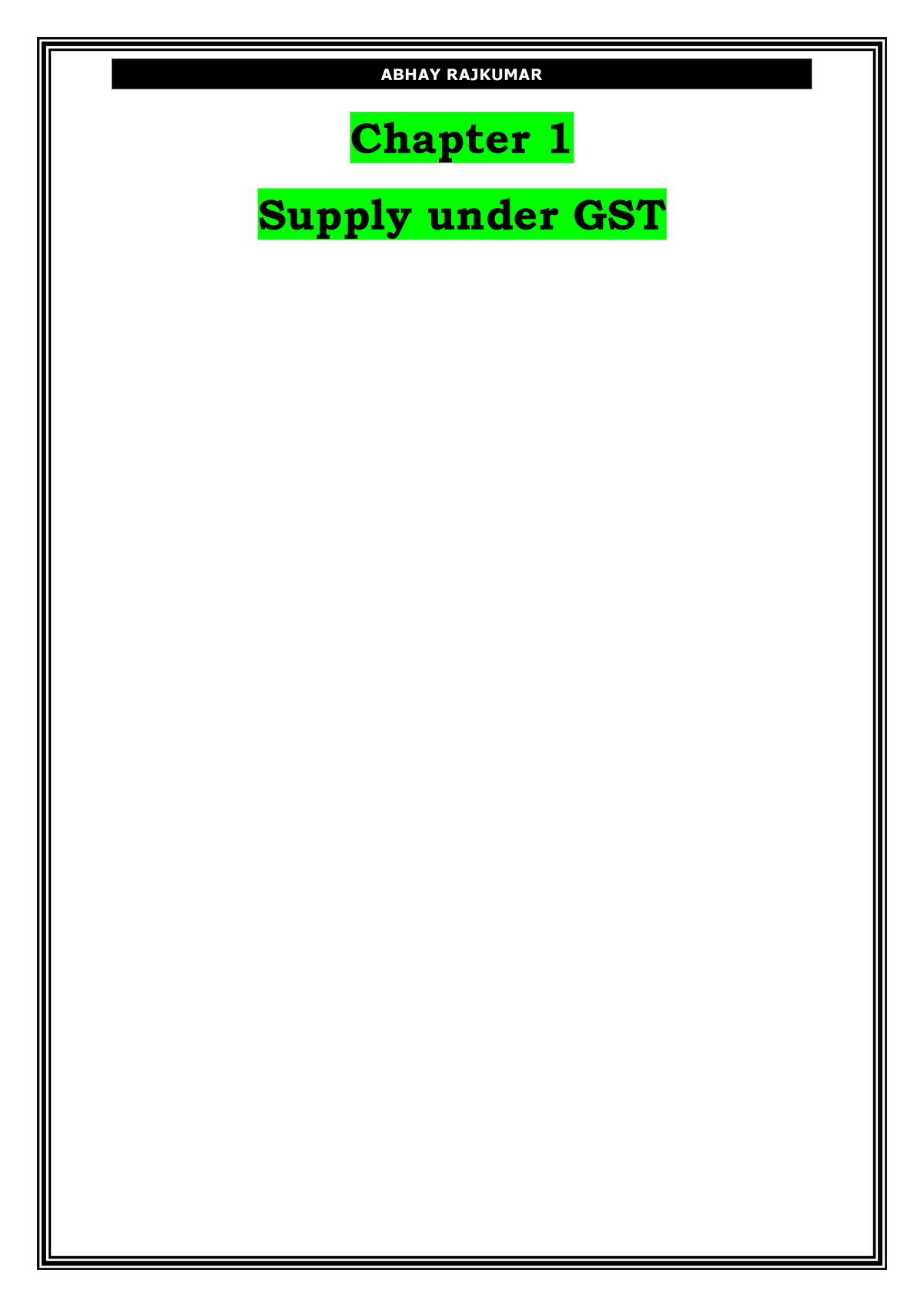 1. Supply Under GST - It's GST Note - Chapter 1 Supply Under GST State ...