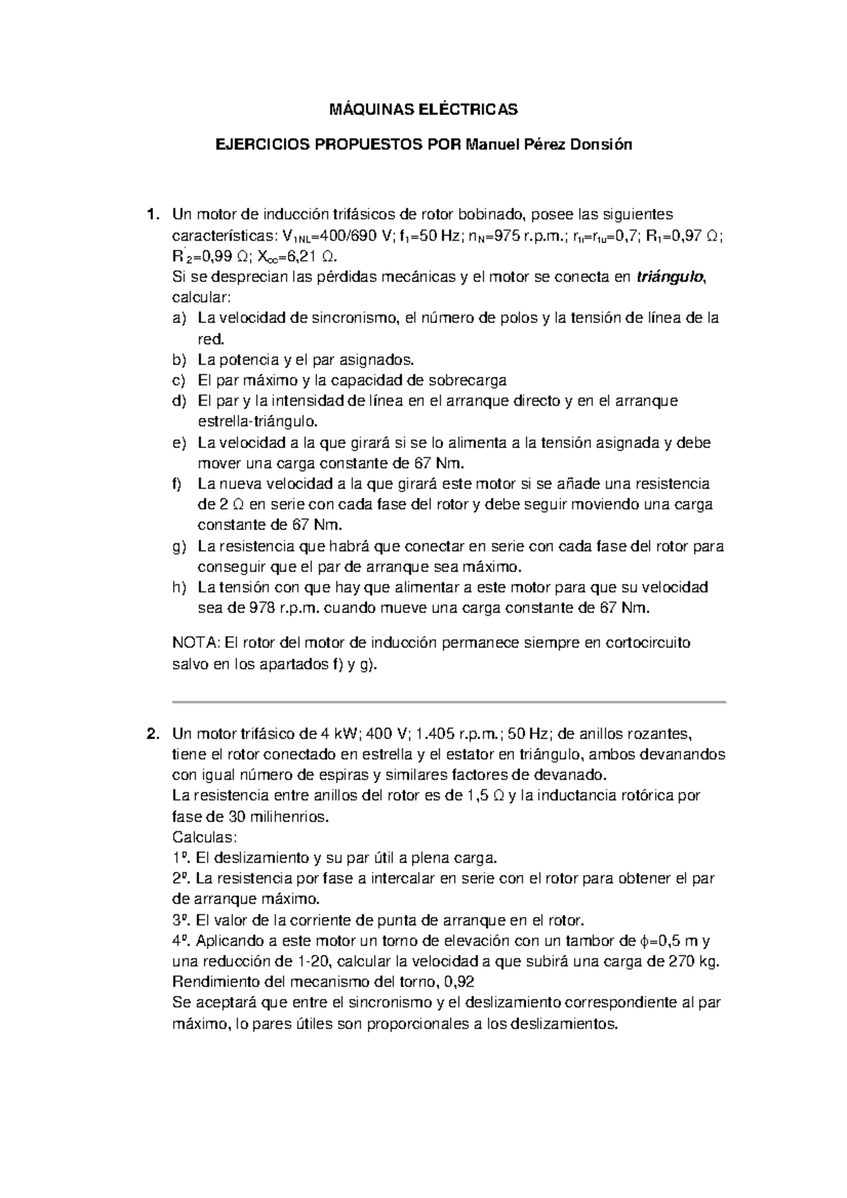 Ejercicios-propuestos-2 - MÁQUINAS ELÉCTRICAS EJERCICIOS PROPUESTOS POR ...