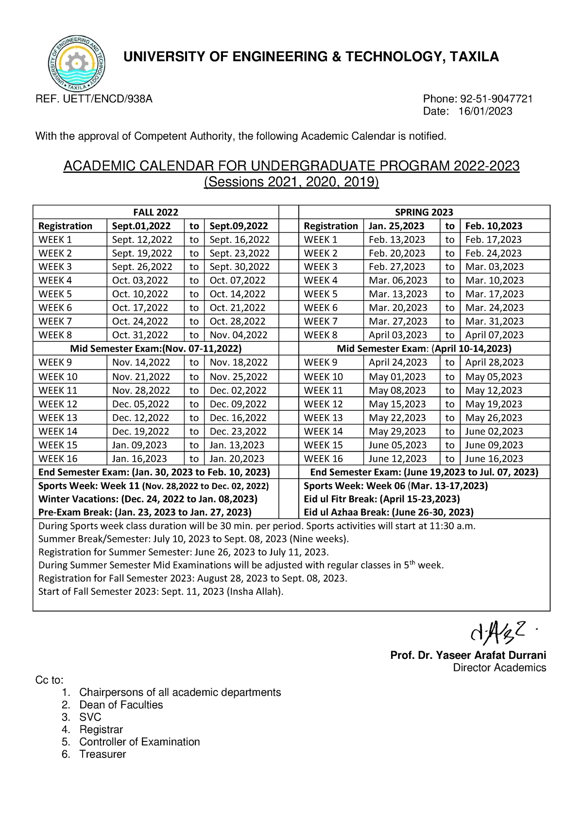 Academic Calender 20222023 for Batches 192021 (16012023