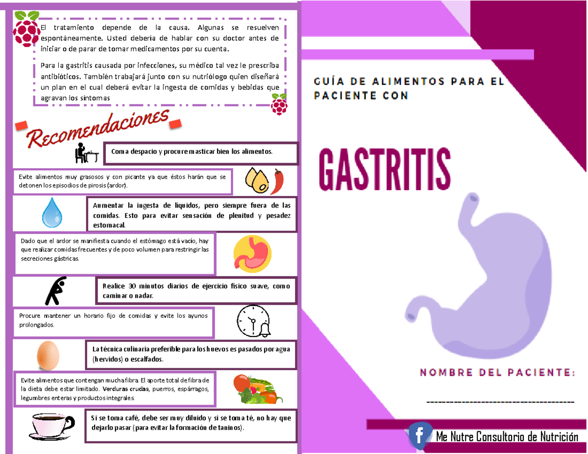 GUIA DE Gastritis Guia El tratamiento depende de la causa. Algunas se resuelven