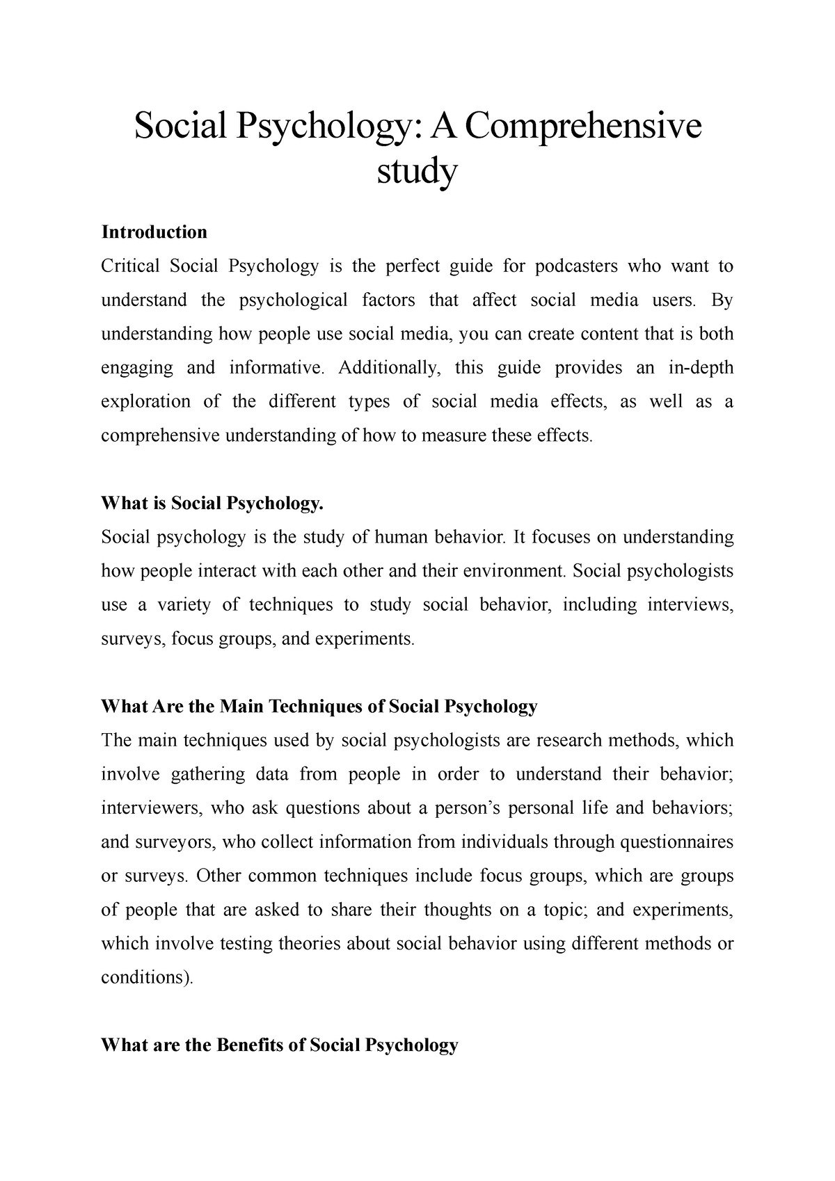 dissertations in social psychology