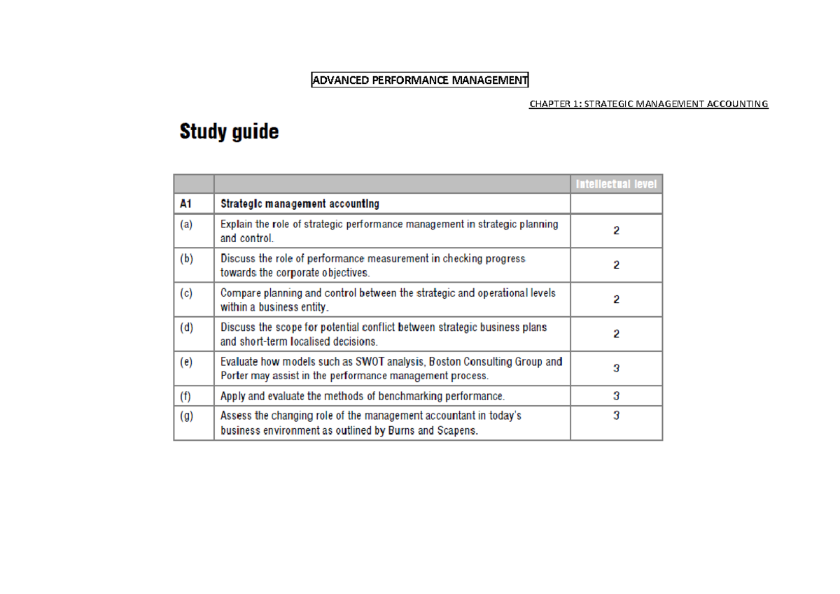 Advanced Performance Management Notes - ADVANCED PERFORMANCE MANAGEMENT ...