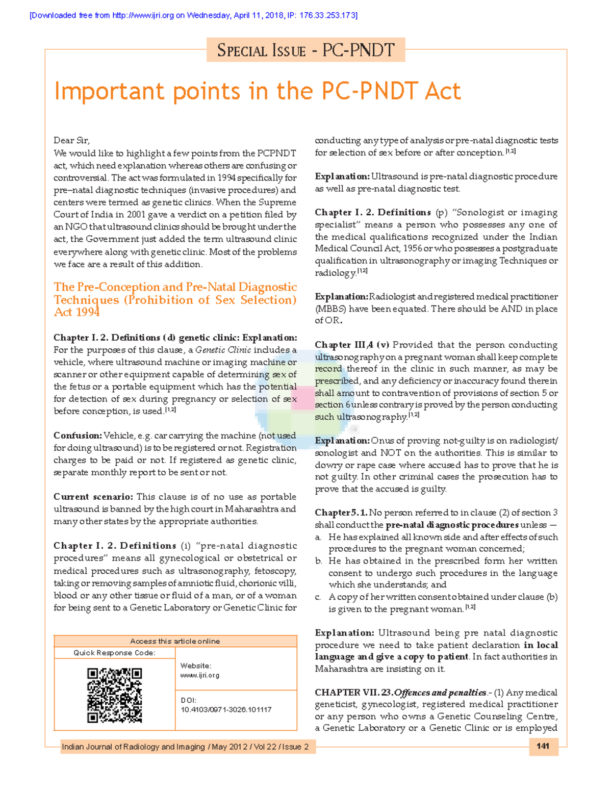 7) PNPCD Indian Journal of Radiology and Imaging / May 2012 / Vol