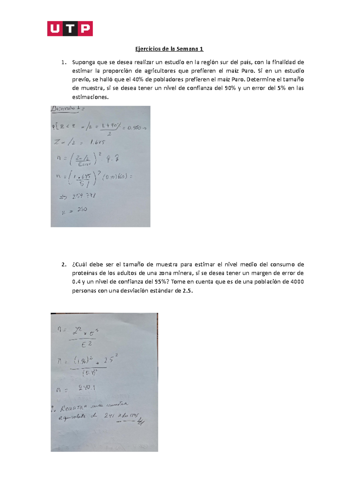 Ejercicios semana 1 estadística - Ejercicios de la Semana 1 Suponga que ...
