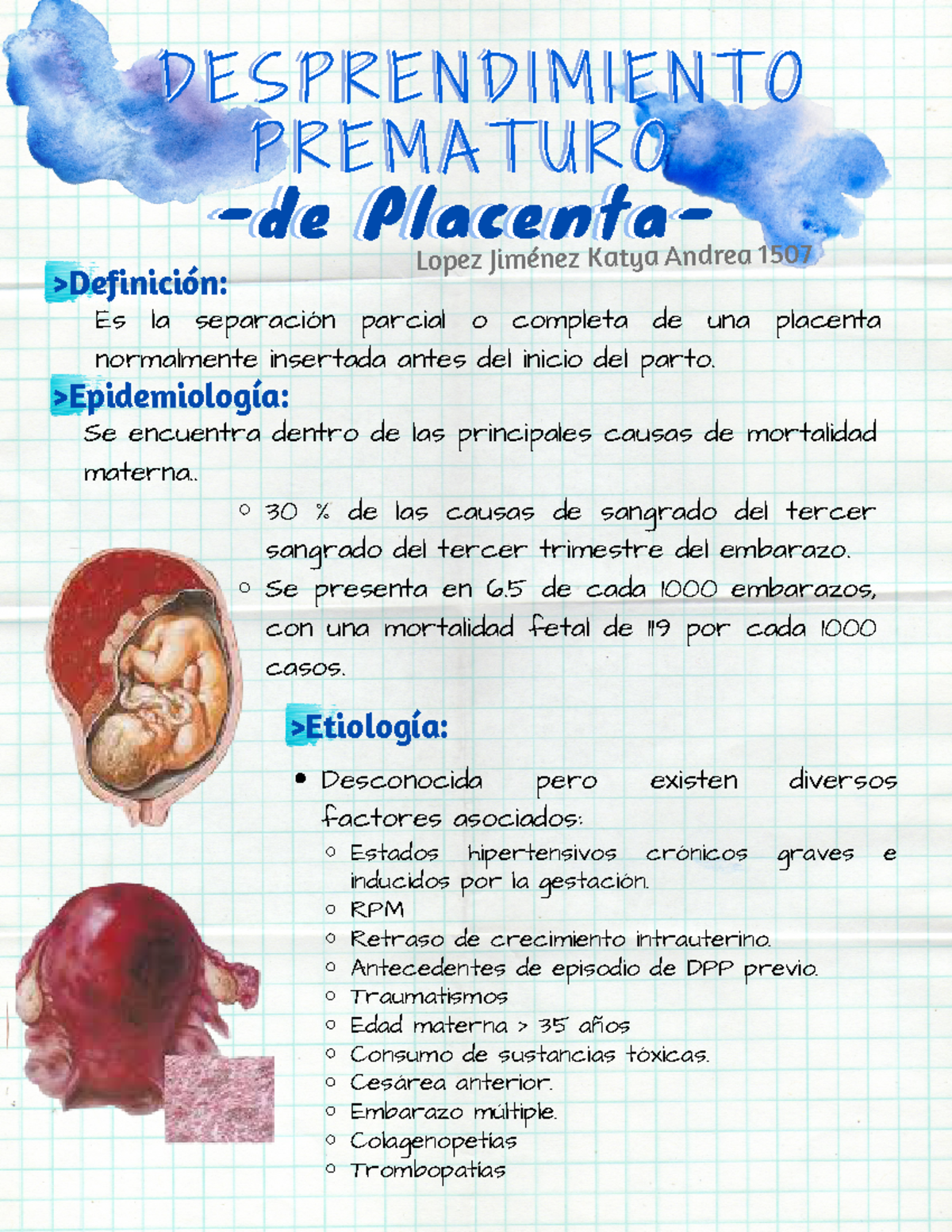 patología del desprendimiento de placenta