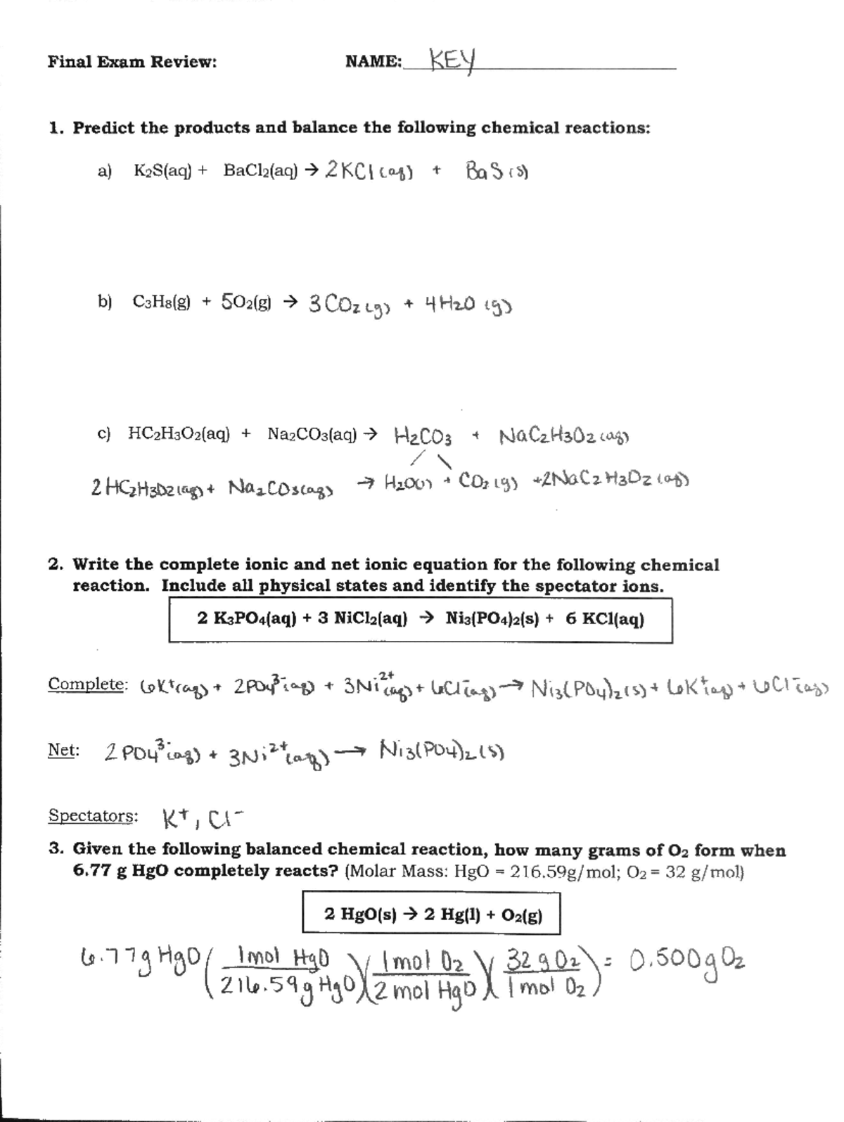 Final exam review sheet key - chem 101 - Studocu