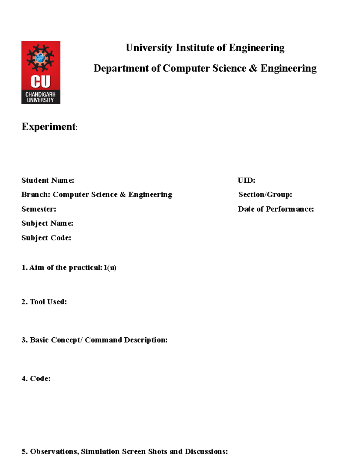 DT-1 Sample Worksheet - dt1 - University Institute of Engineering ...