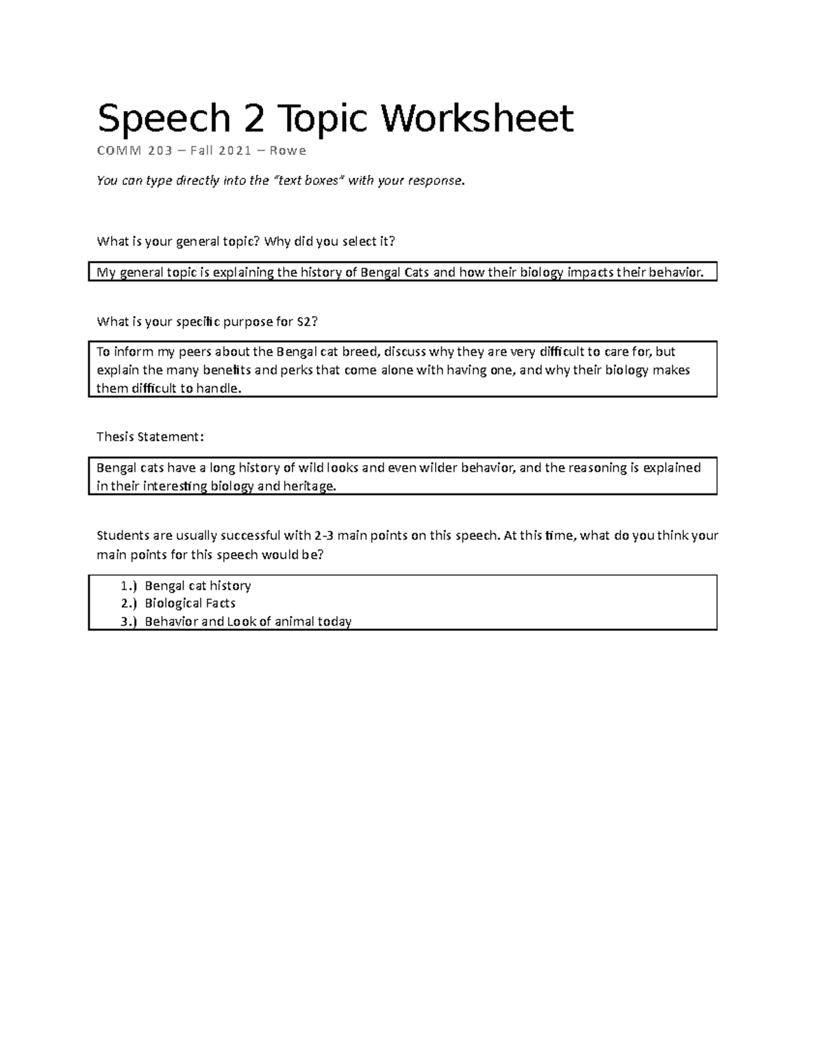 Speech 2 Topic Worksheet - Speech 2 Topic Worksheet COMM 203 – Fall ...