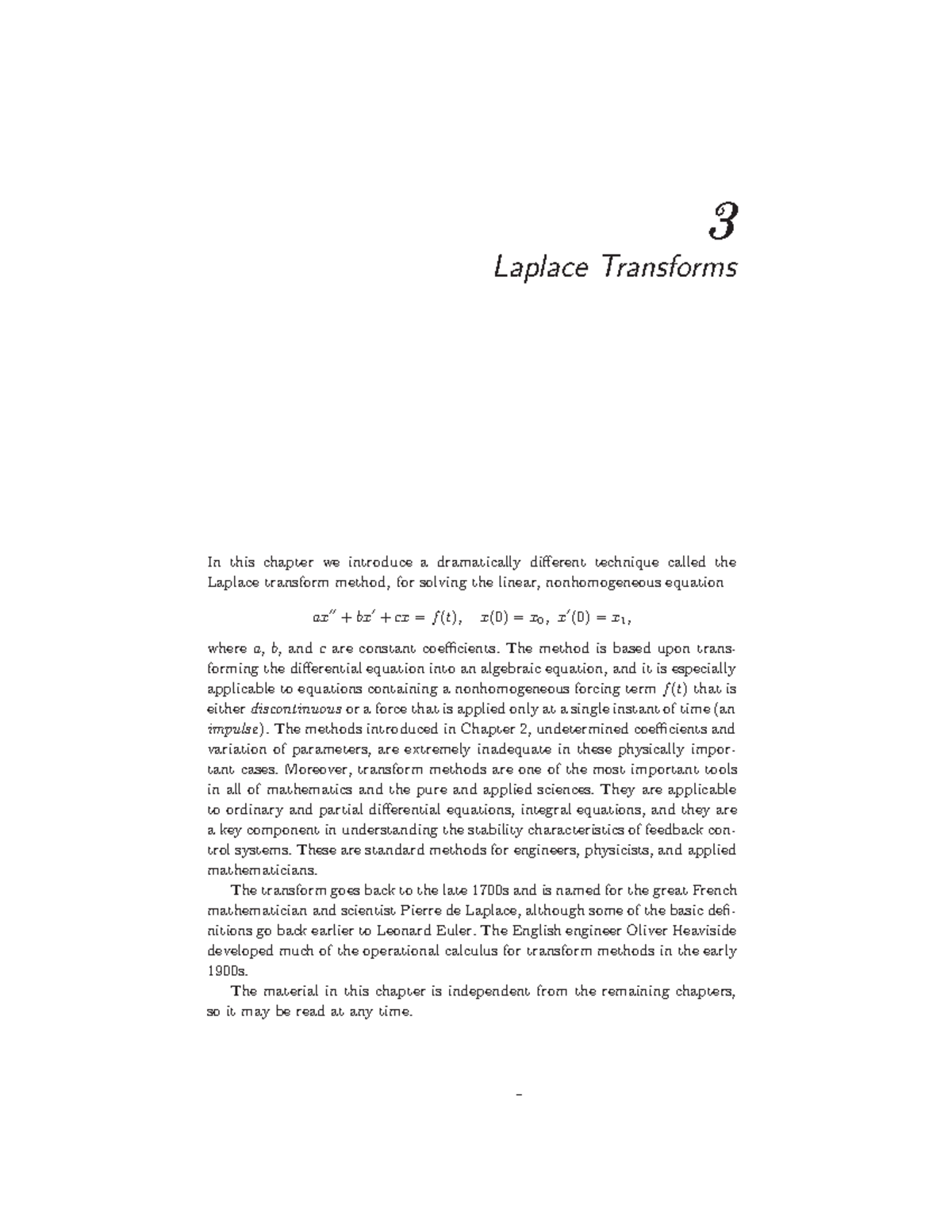 Laplace Transforms 3 Laplace Transforms In This Chapter We Introduce