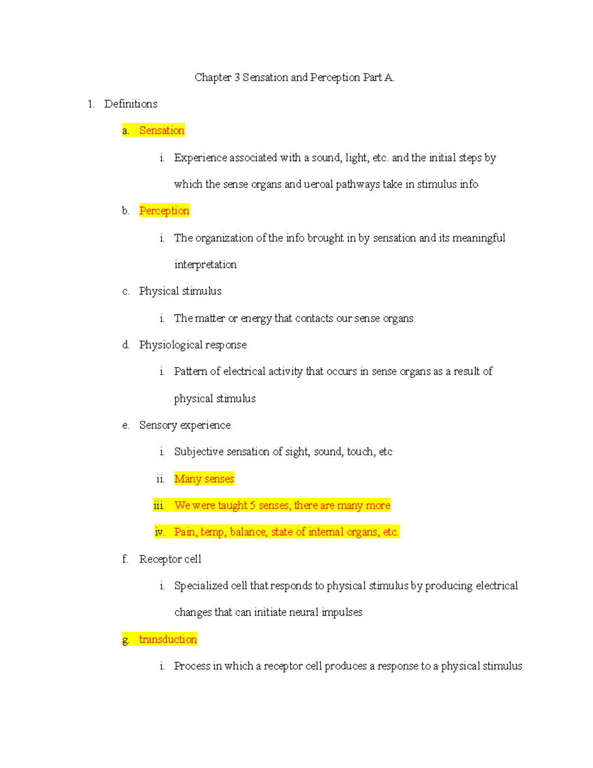 Chapter 3 - Barnes - Chapter 3 Sensation and Perception Part A ...
