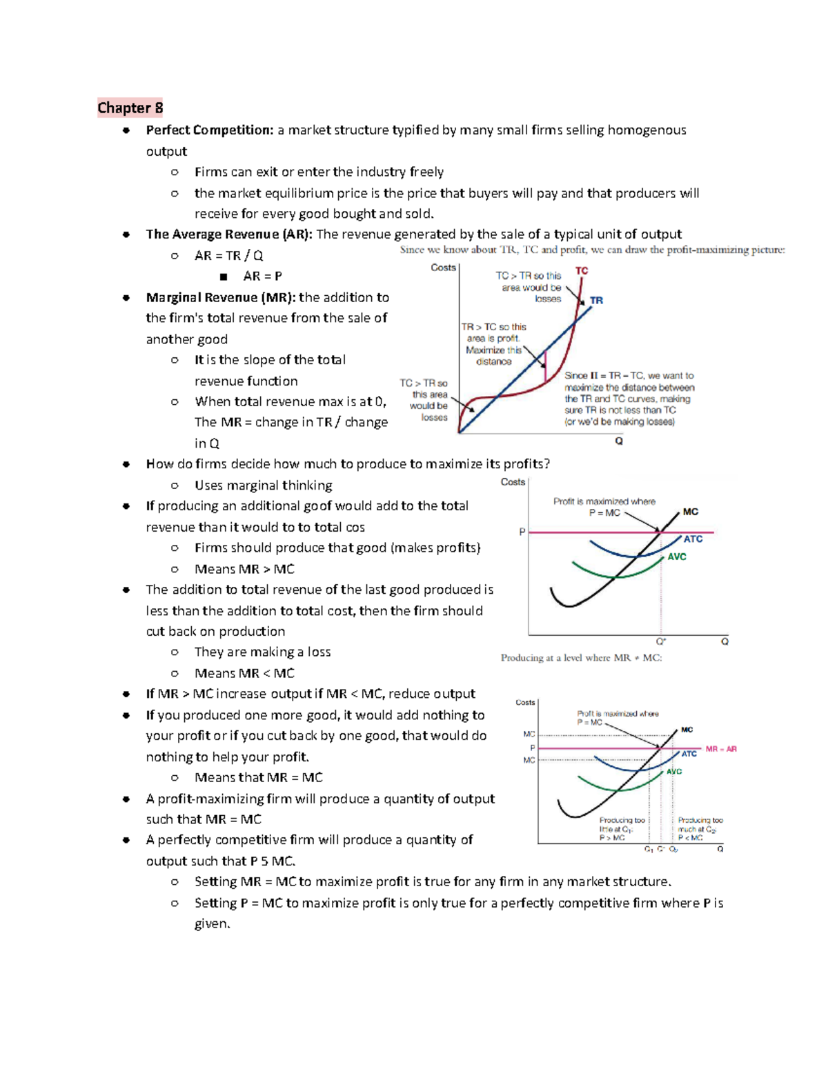 ECON 1B03 - Chapter 8 Notes - Chapter 8 Perfect Competition: A Market ...