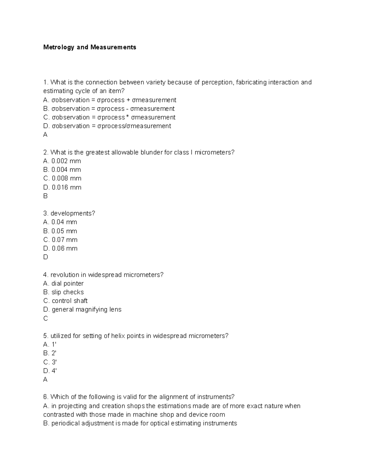 Chapter 1 Metrology and Measurements Metrology and Measurements What