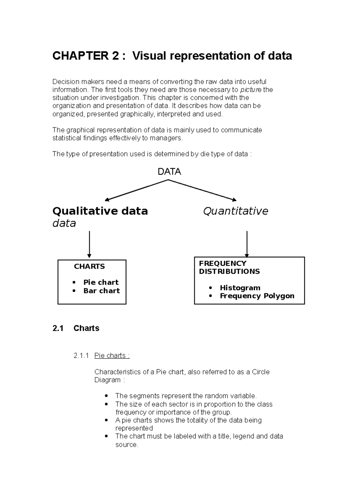 Chapter 2 - CHAPTER 2 : Visual representation of data Decision makers ...