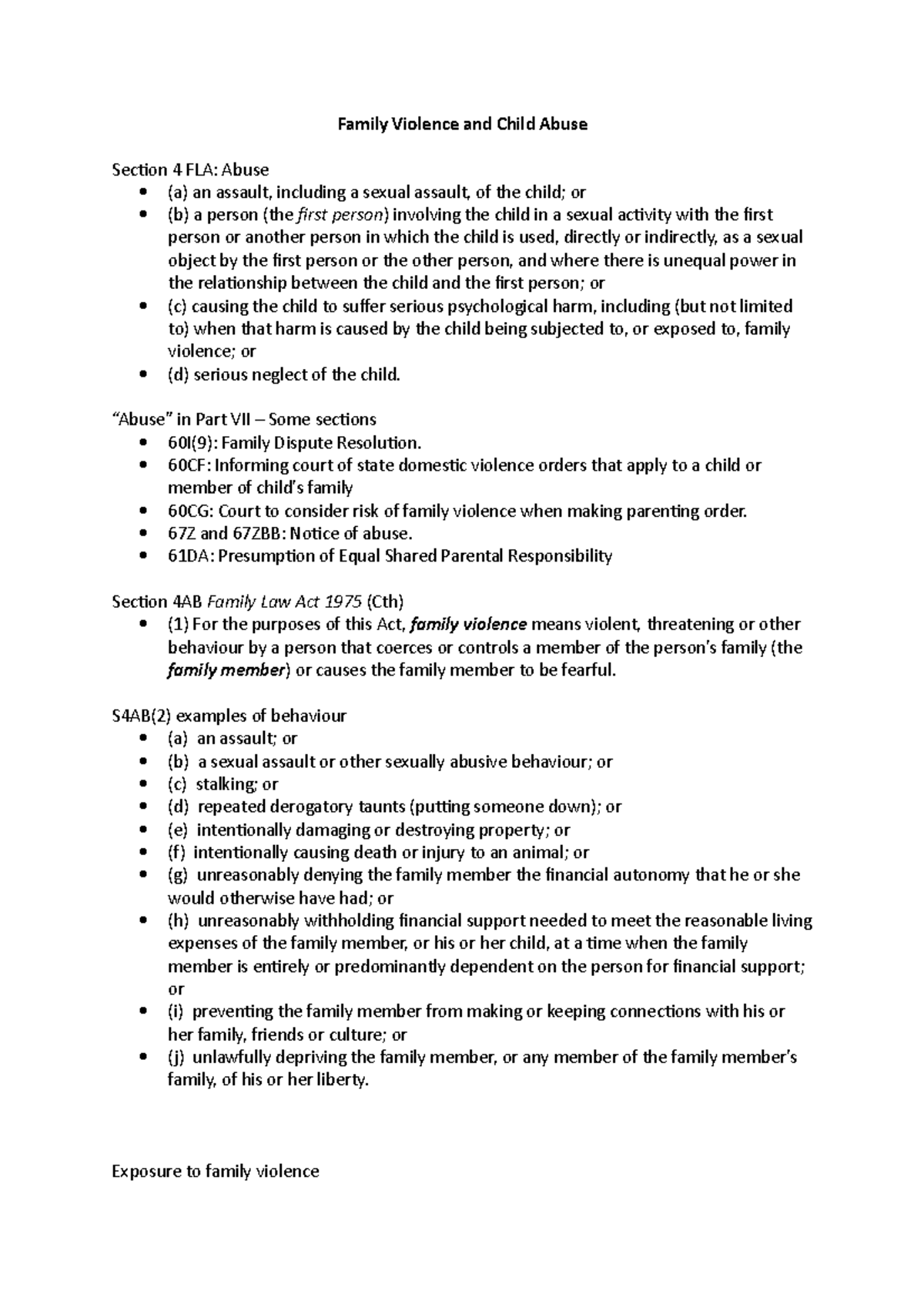 WEEK 8 - Lecture notes 8 - Family Violence and Child Abuse Section 4 ...