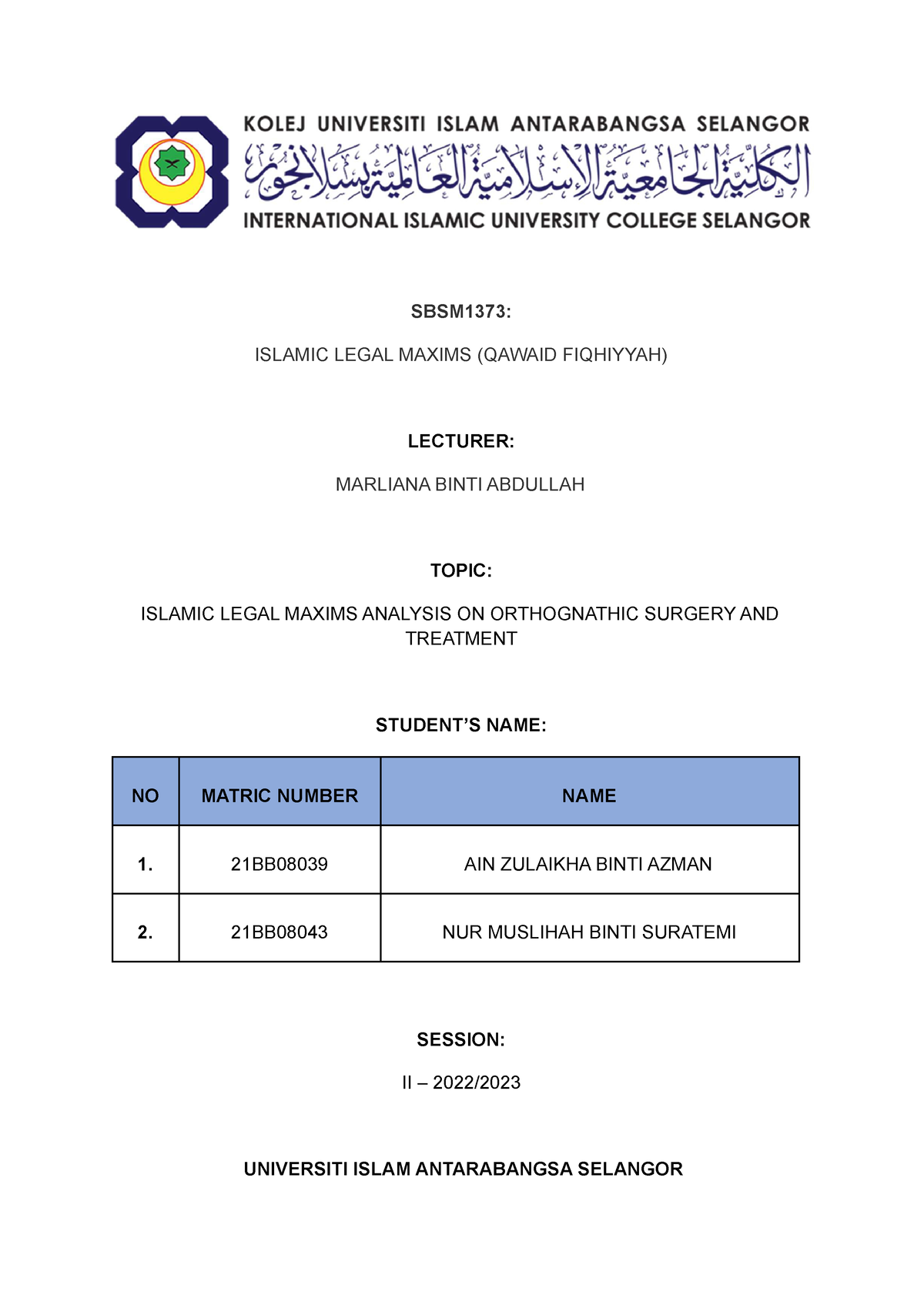 contoh assignment qawaid fiqhiyyah